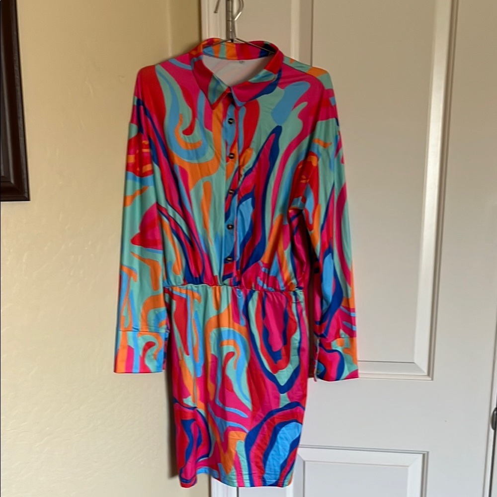 Vibrant Multicolor Shirt Dress